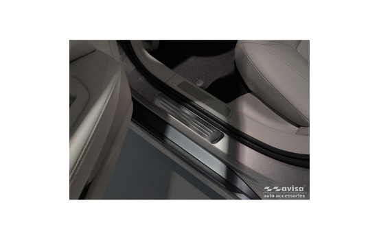 Molduras de umbral de puerta de acero inoxidable negro aptas para Volvo V90 y V90 Cross Country 2016- - 'Líneas', Imagen 4