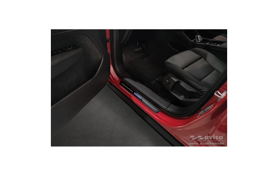Molduras de umbral de puerta de acero inoxidable negro brillante aptas para Volvo XC40 2018- 'Híbrido' - 4 piez