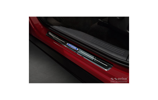 Molduras de umbral de puerta de acero inoxidable negro brillante aptas para Volvo XC40 2018- 'Híbrido' - 4 piez, Imagen 2