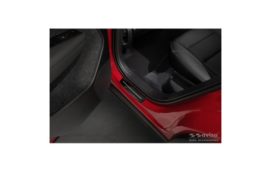 Molduras de umbral de puerta de acero inoxidable negro brillante aptas para Volvo XC40 2018- 'Híbrido' - 4 piez, Imagen 4