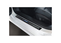 Molduras de umbral de puerta de acero inoxidable negro compatibles con Peugeot 308 III 2021 - 'Híbrido' - 4 pie