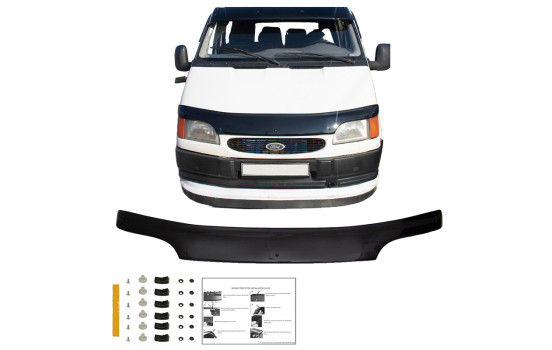 Protector de capó unidireccional (antigravilla) compatible con Ford Transit MK5 1993-2002 - Negro brillante, Imagen 4
