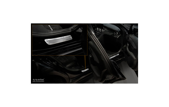 Molduras de umbral de puerta de acero inoxidable aptas para Mercedes Clase C W205 2014-2019 y FL 2019 - 2 piezas, Imagen 3