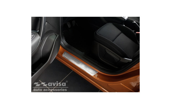 Molduras de umbral de puerta de acero inoxidable compatibles con Renault Captur II 2020- 'Lines' - 4 piezas
