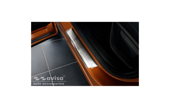 Molduras de umbral de puerta de acero inoxidable compatibles con Renault Captur II 2020- 'Lines' - 4 piezas, Imagen 2