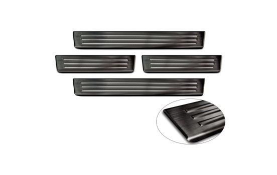 Molduras de umbral de puerta de acero inoxidable negro aptas para Ford Ranger VI 2022- 'Lines' - 4 piezas, Imagen 5