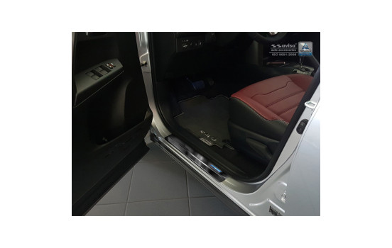 Molduras de umbral de puerta de acero inoxidable negro para Toyota C-HR 2016 y RAV4 IV FL 2016-2018 - 'Híbrido', Imagen 2