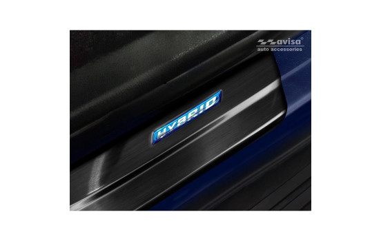 Molduras de umbral de puerta de acero inoxidable negro Toyota RAV4 (5.ª generación) 2018- - 'Híbrido' - 4 pie, Imagen 3