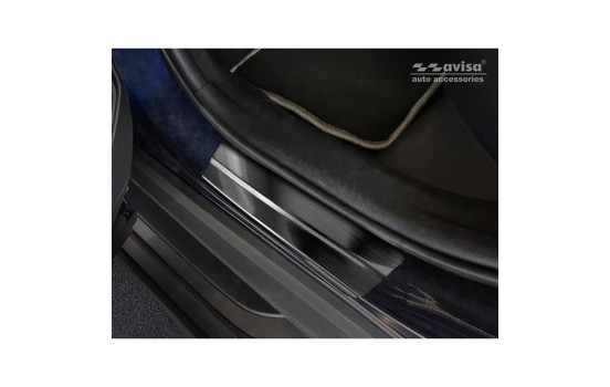 Molduras de umbral de puerta de acero inoxidable negro Toyota RAV4 (5.ª generación) 2018- - 'Híbrido' - 4 pie, Imagen 4