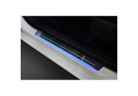 Embellecedores universales para umbral de puerta de acero inoxidable negro con iluminación LED azul - 2 piezas - 44,8 x