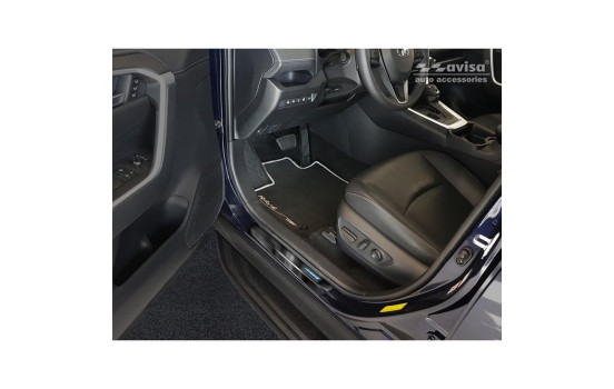 Molduras de umbral de puerta de acero inoxidable negro Toyota RAV4 (5.ª generación) 2018- - 'Híbrido' - 4 pie, Imagen 2