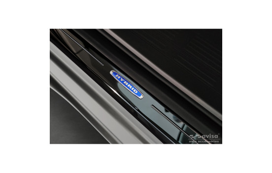 Molduras de umbral de puerta de acero inoxidable negro brillante aptas para Volkswagen Multivan T7 2021- 'Híbrido&#