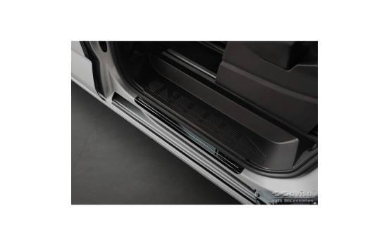 Molduras de umbral de puerta de acero inoxidable negro brillante aptas para Volkswagen Multivan T7 2021- 'Híbrido&#, Imagen 2