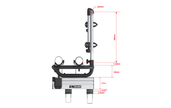 Enduro BS260 Drawbar Bicycle Carrier Caravan Black Edition - 2 bicycles, Image 8
