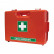 First aid kit orange with wall holder, double compartment