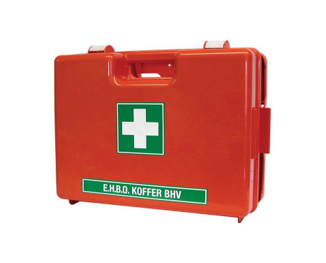 First aid kit orange with wall holder, double compartment