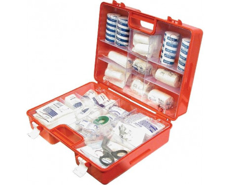 First aid kit orange with wall holder, double compartment, Image 2