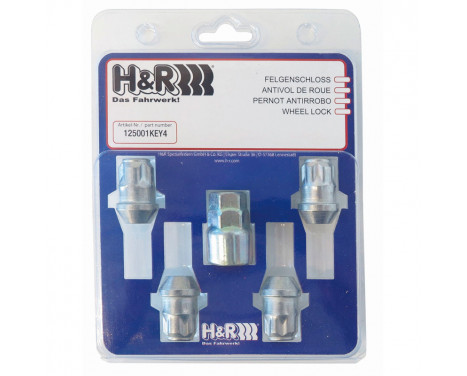 H&R Wheel lock set M12x1.25 conical - 4 lock nuts incl. Adapter