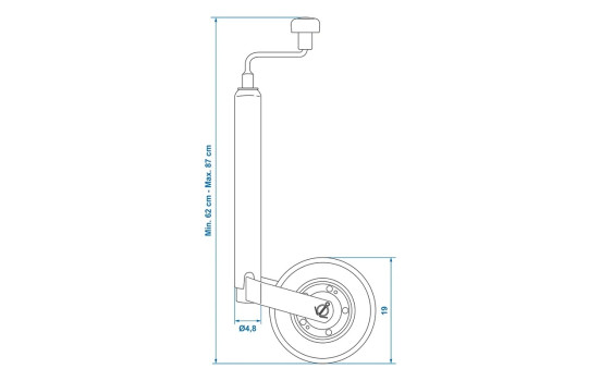 Jockey wheel 48mm rim metal with rubber tire 200x50mm, Image 7