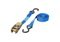 Blue lashing strap with ratchet + 2 hooks 5 meters
