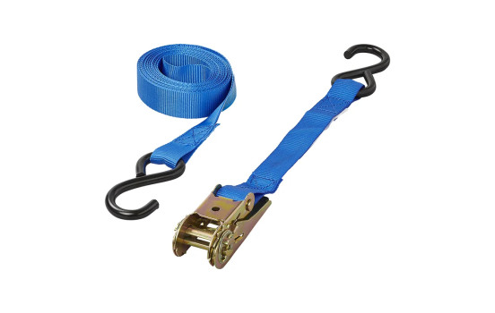 Blue lashing strap with ratchet + 2 hooks 5 meters, Image 3