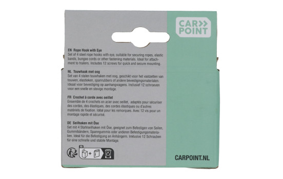 Carpoint Rope Hook with Eye Steel 4 Pieces, Image 5