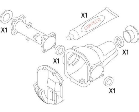 Packningssats, differential, bild 2