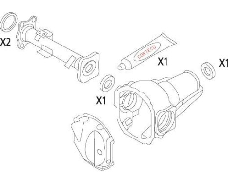 Packningssats, differential, bild 3