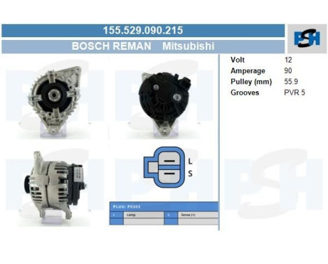 Alternator Mitsubishi 90A 0.124.325.008-R Bosch