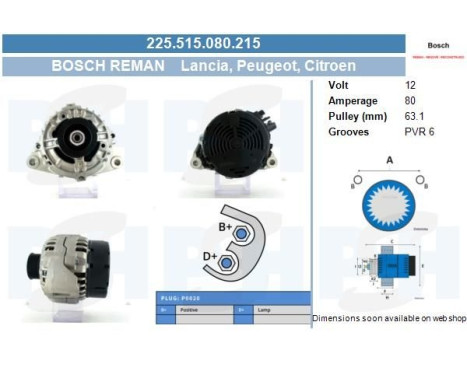 Dynamo Citroën / Peugeot 80A 0.123.310.011-R Bosch