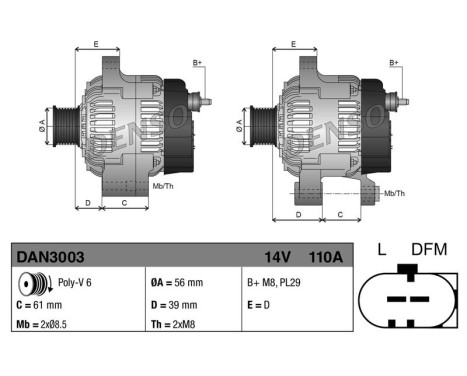 Dynamo / Generator DAN3003 Denso, bild 2