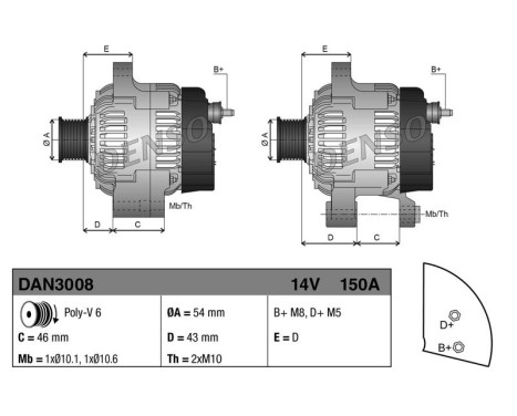 Dynamo / Generator DAN3008 Denso, bild 2