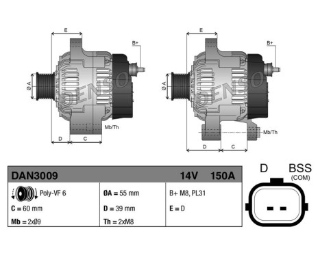 Dynamo / Generator DAN3009 Denso