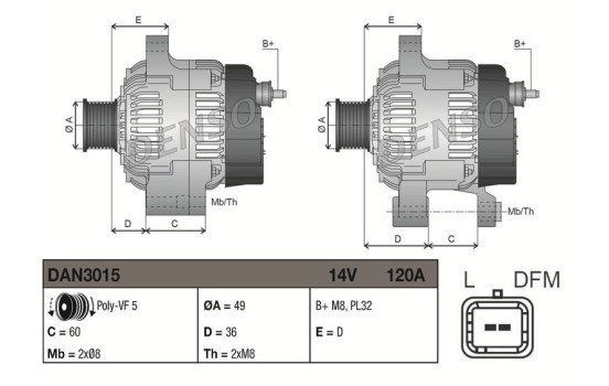 Dynamo / Generator DAN3015 Denso, bild 3