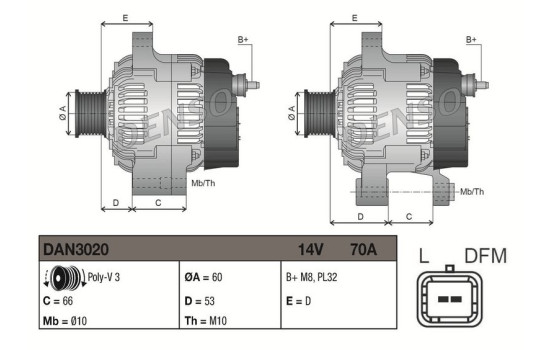 Dynamo / Generator DAN3020 Denso, bild 3