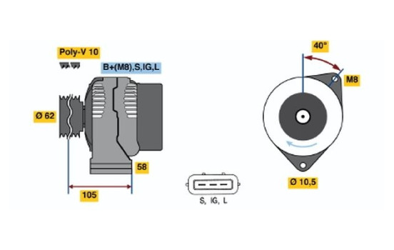 Dynamo / Generator NC(R)28V40-90A Bosch, bild 3
