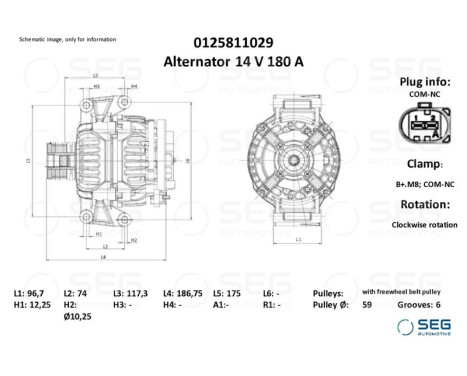 Generator Citroen 180A, bild 6