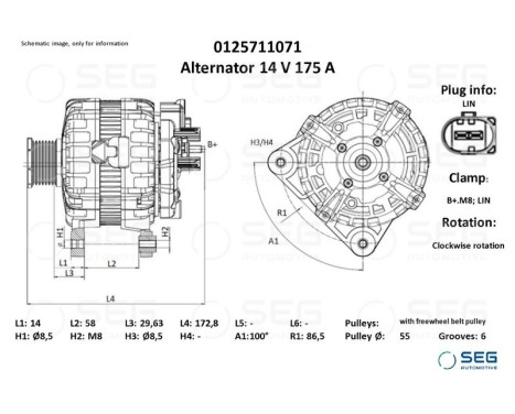 Generator Mercedes 175A, bild 6