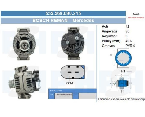 Generator Mercedes 90A 555.569.090.215 Bosch