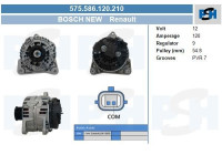 Generator Renault 120A 575.586.120.210 Bosch