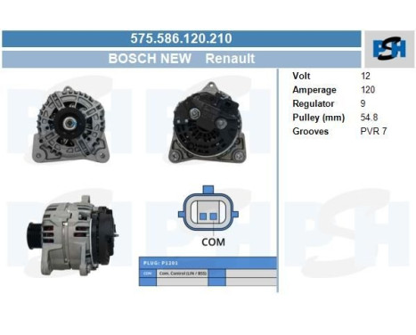 Generator Renault 120A 575.586.120.210 Bosch
