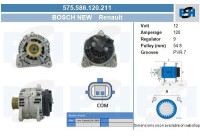 Generator Renault 120A 575.586.120.211 Bosch