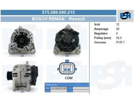 Generator Renault 90A 0.124.325.186-R Bosch