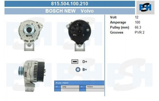 Generator Volvo 100A 815.504.100.210 Bosch