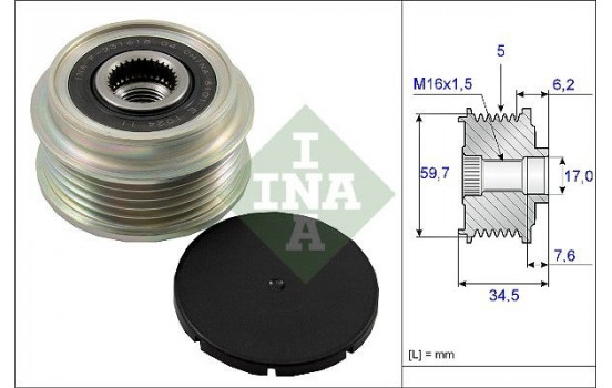 Frihjulskoppling, generator 535 0034 10 Ina