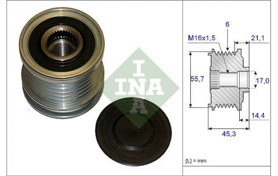 Frihjulskoppling, generator 535003610 Ina