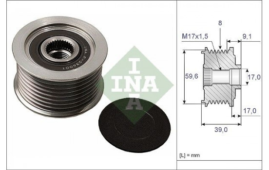 Frihjulskoppling, generator 535004910 Ina