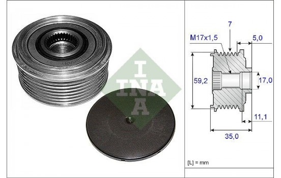 Frihjulskoppling, generator 535008710 Ina