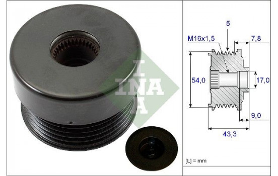 Frihjulskoppling, generator 535017210 Ina