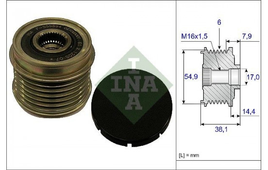 Frihjulskoppling, generator 535017610 Ina